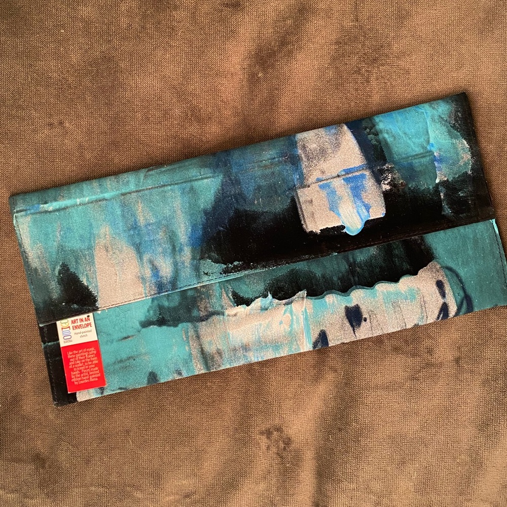 NWT Hand painted abstract clutch